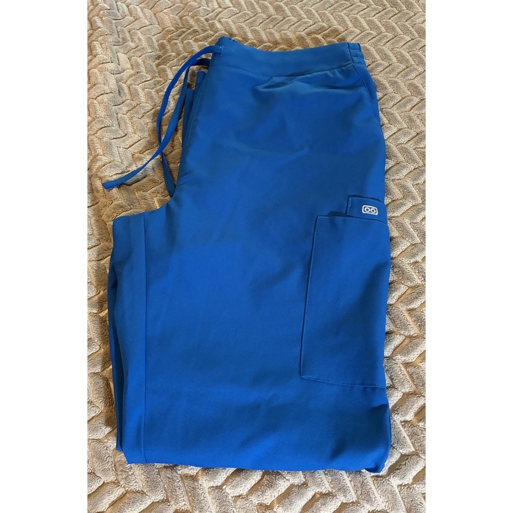 Parkley Royal Blue Large Scrub Pants Drawstring Pockets Inseam 29 Wide Leg